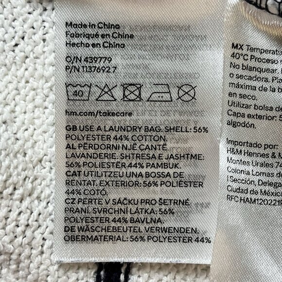 H & M Womens Navy Striped Sweater Size Medium Cotton Blend‎ Nautical Boat Neck - Picture 7 of 8